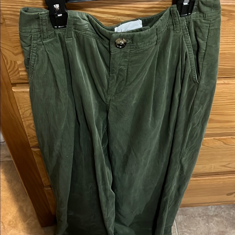 Anthropologie Green Wide Leg Pants